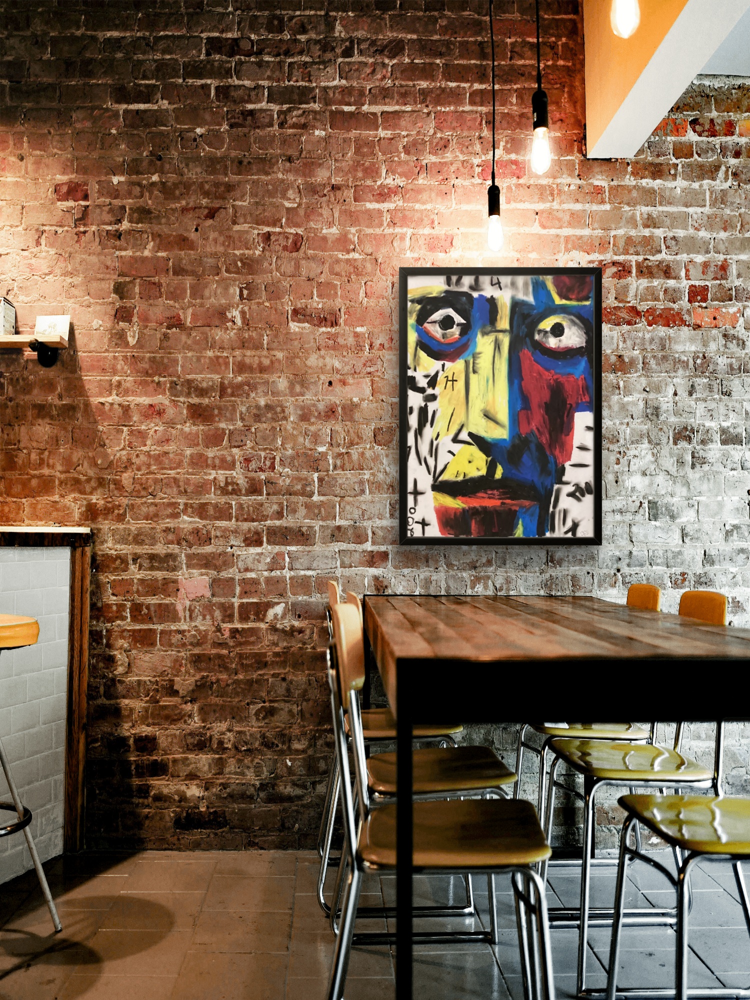 No. 204 framed and hanging on a brick wall