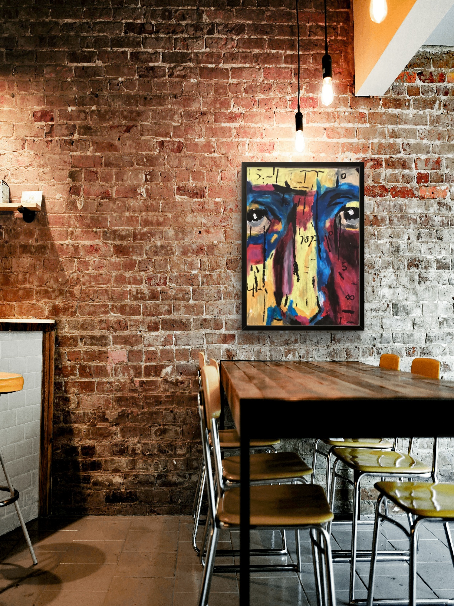 No. 784 framed and hanging on a brick wall