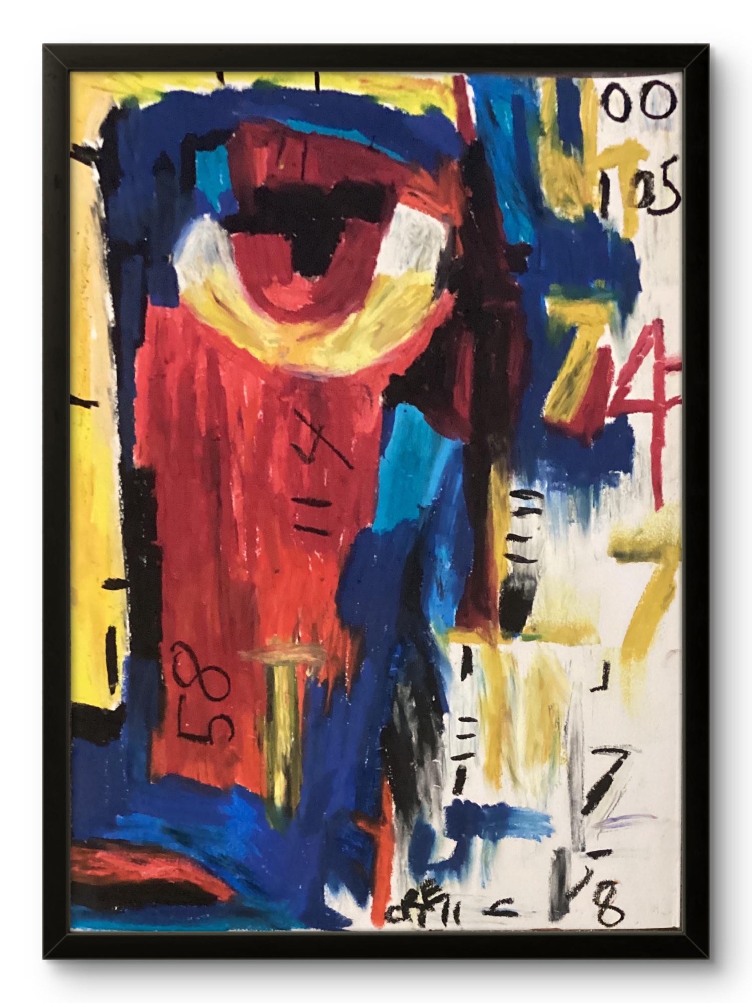 The Numbered Figures No. 105, an original oil-pastel face