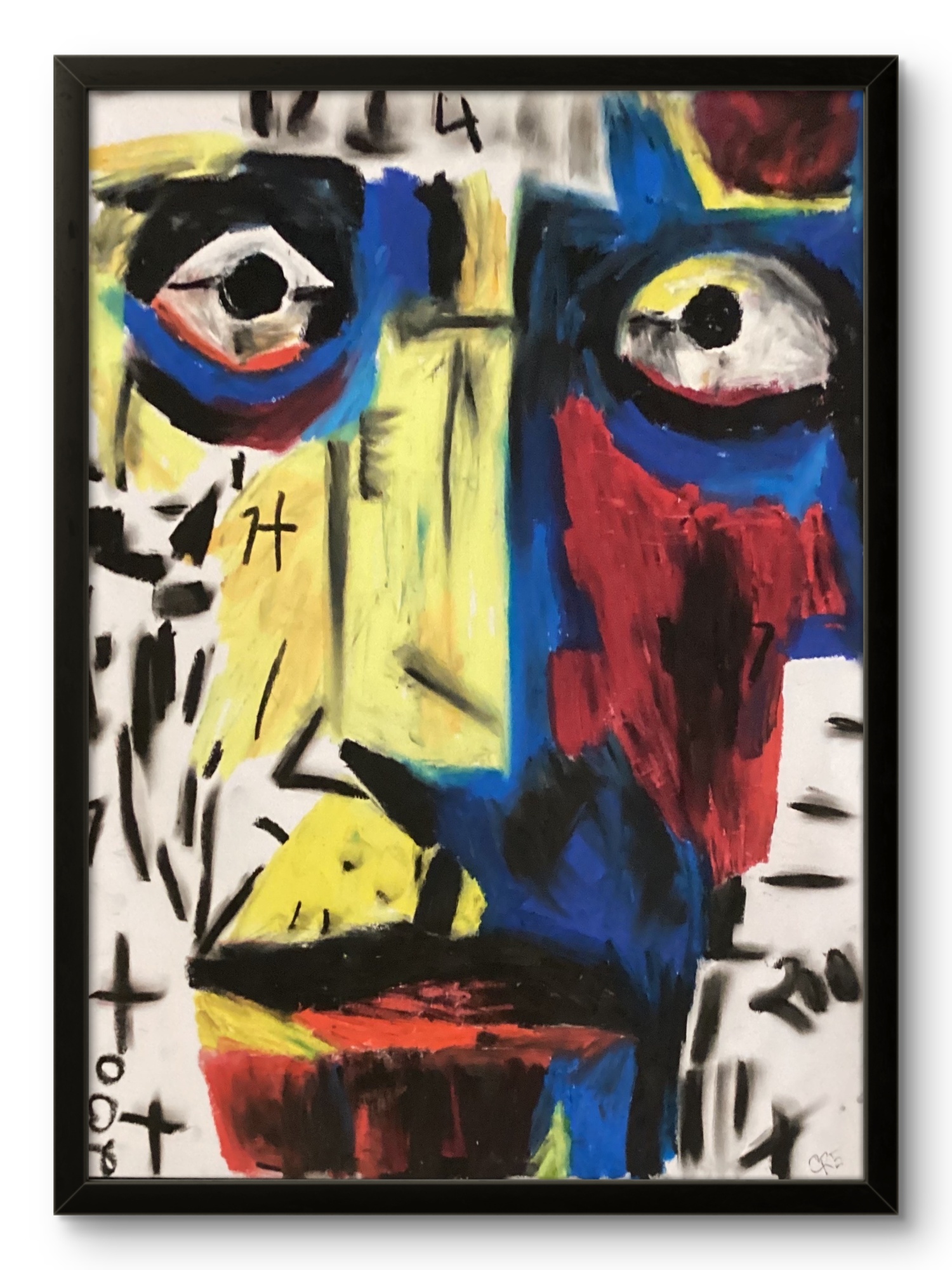 The Numbered Figures No. 204, an original oil-pastel face