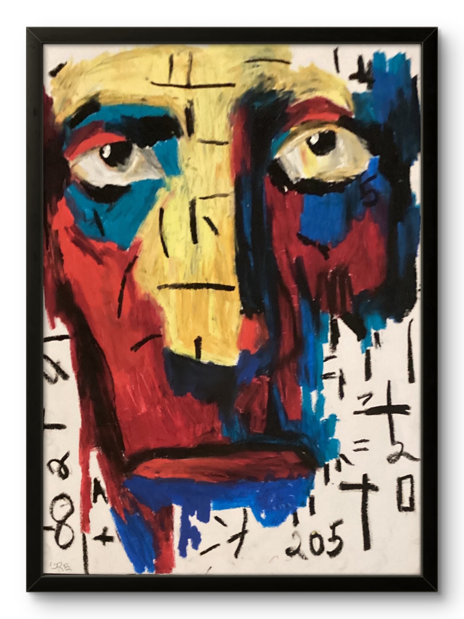 The Numbered Figures No. 205, an original oil-pastel face