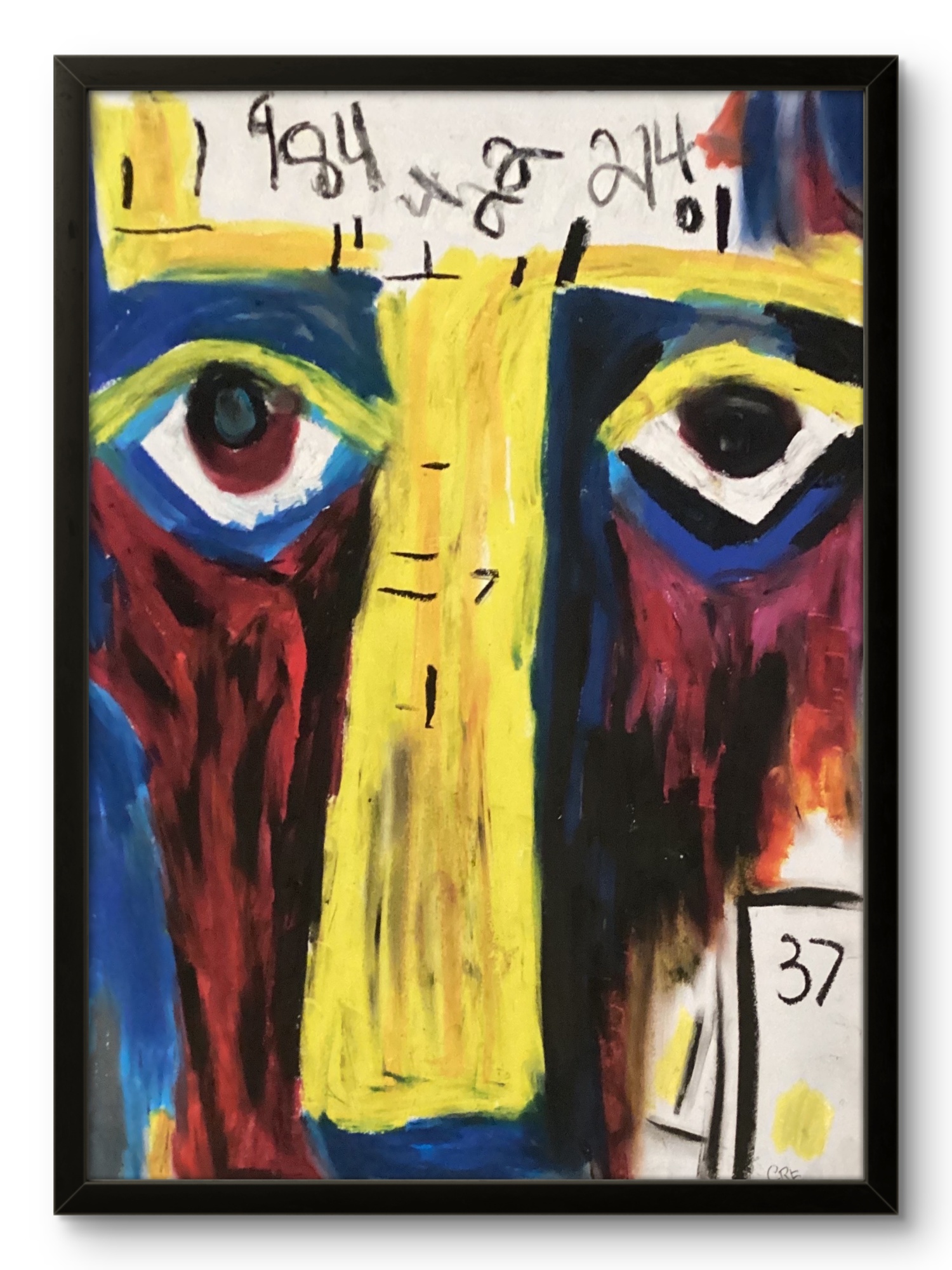 The Numbered Figures No. 214, an original oil-pastel face