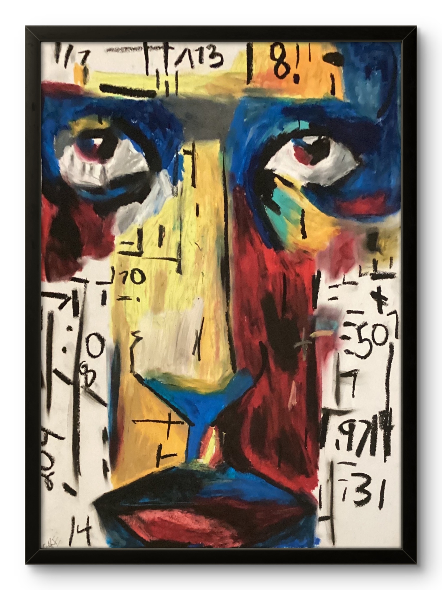 The Numbered Figures No. 337, an original oil-pastel face