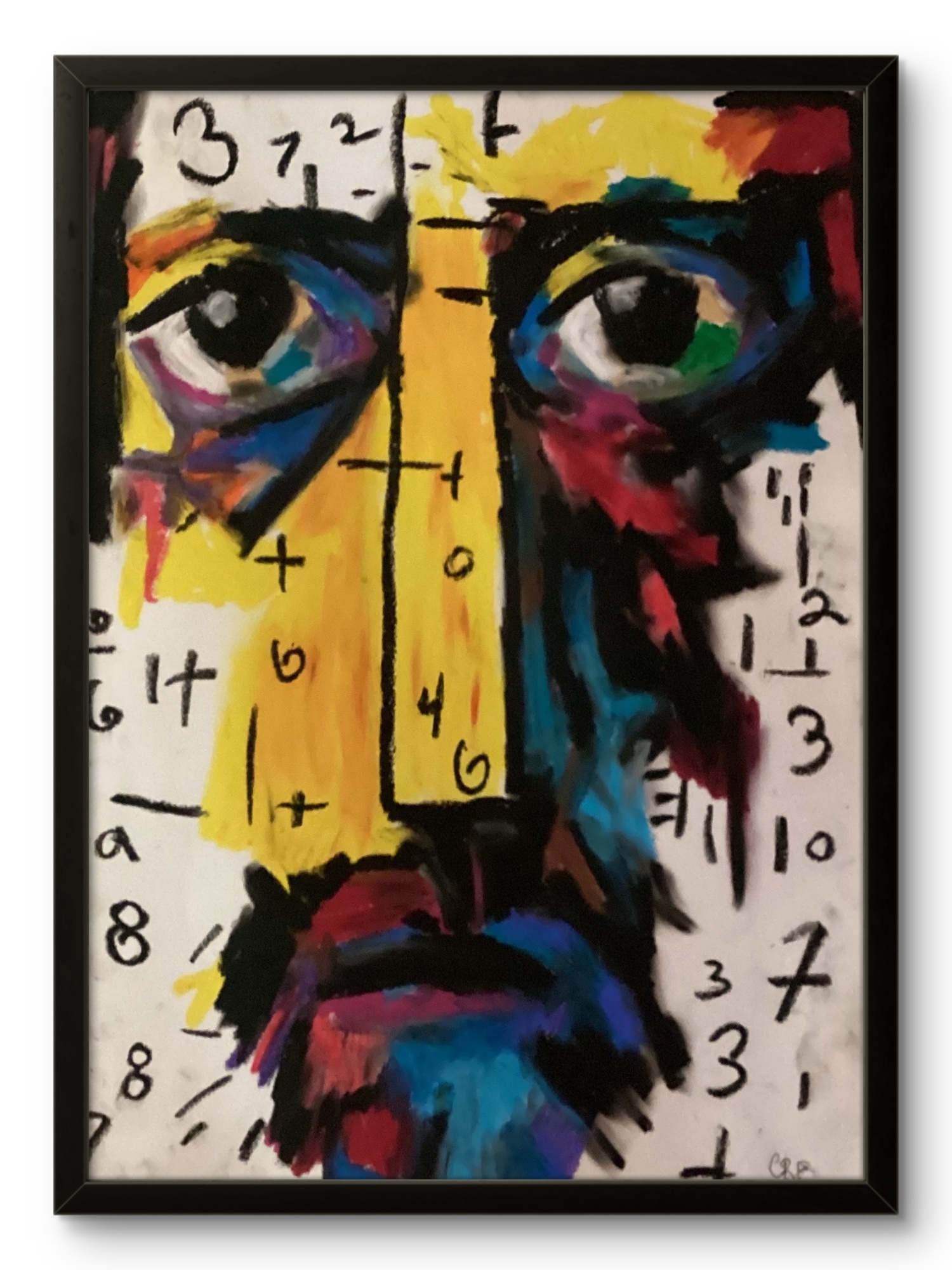 The Numbered Figures No. 372, an original oil-pastel face
