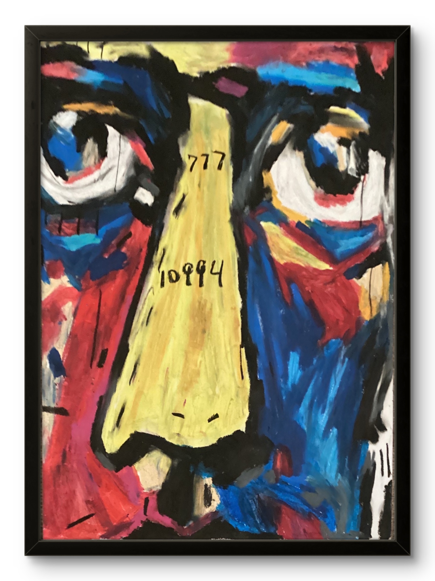 The Numbered Figures No. 777, an original oil-pastel face
