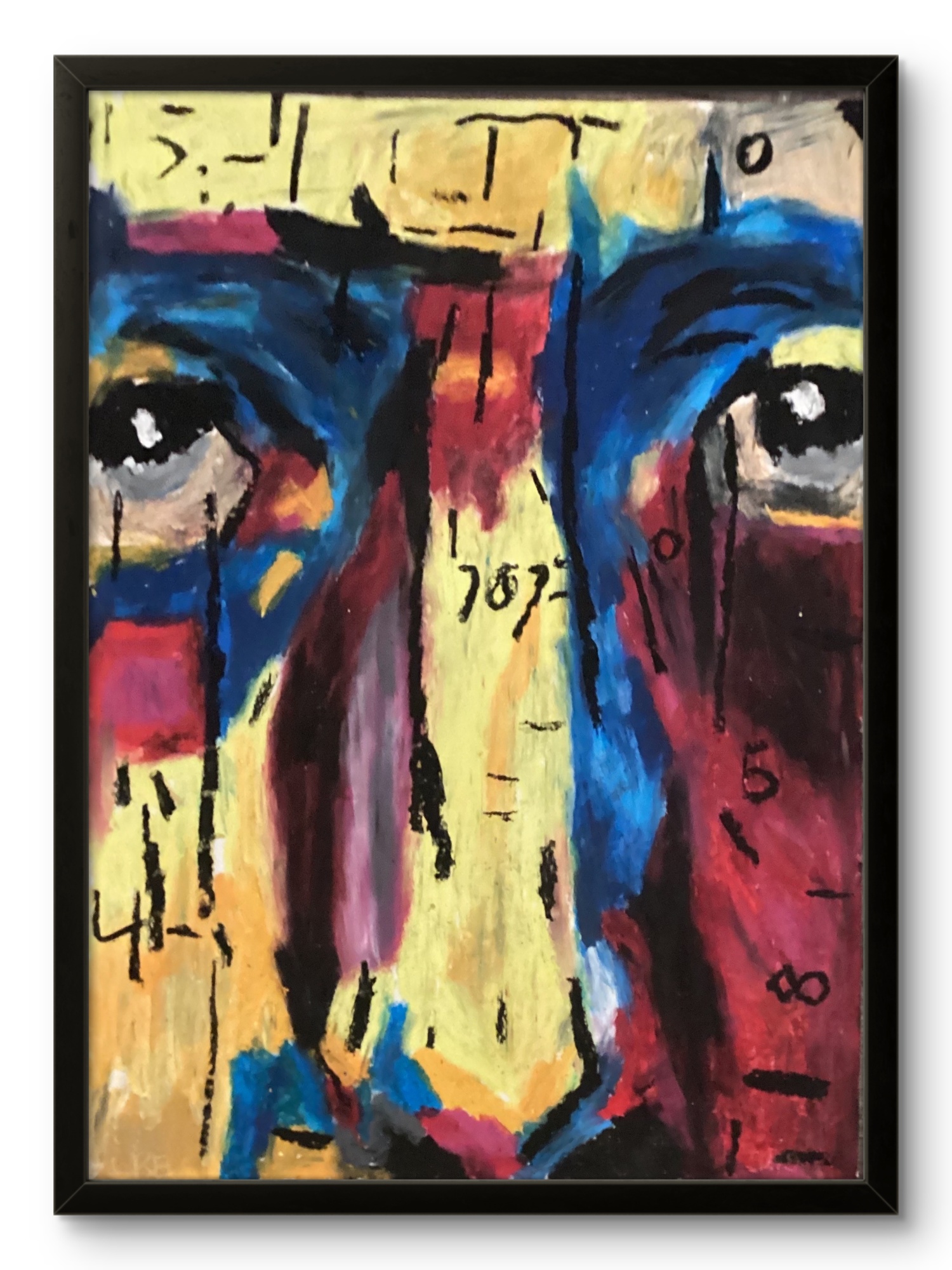 The Numbered Figures No. 784, an original oil-pastel face